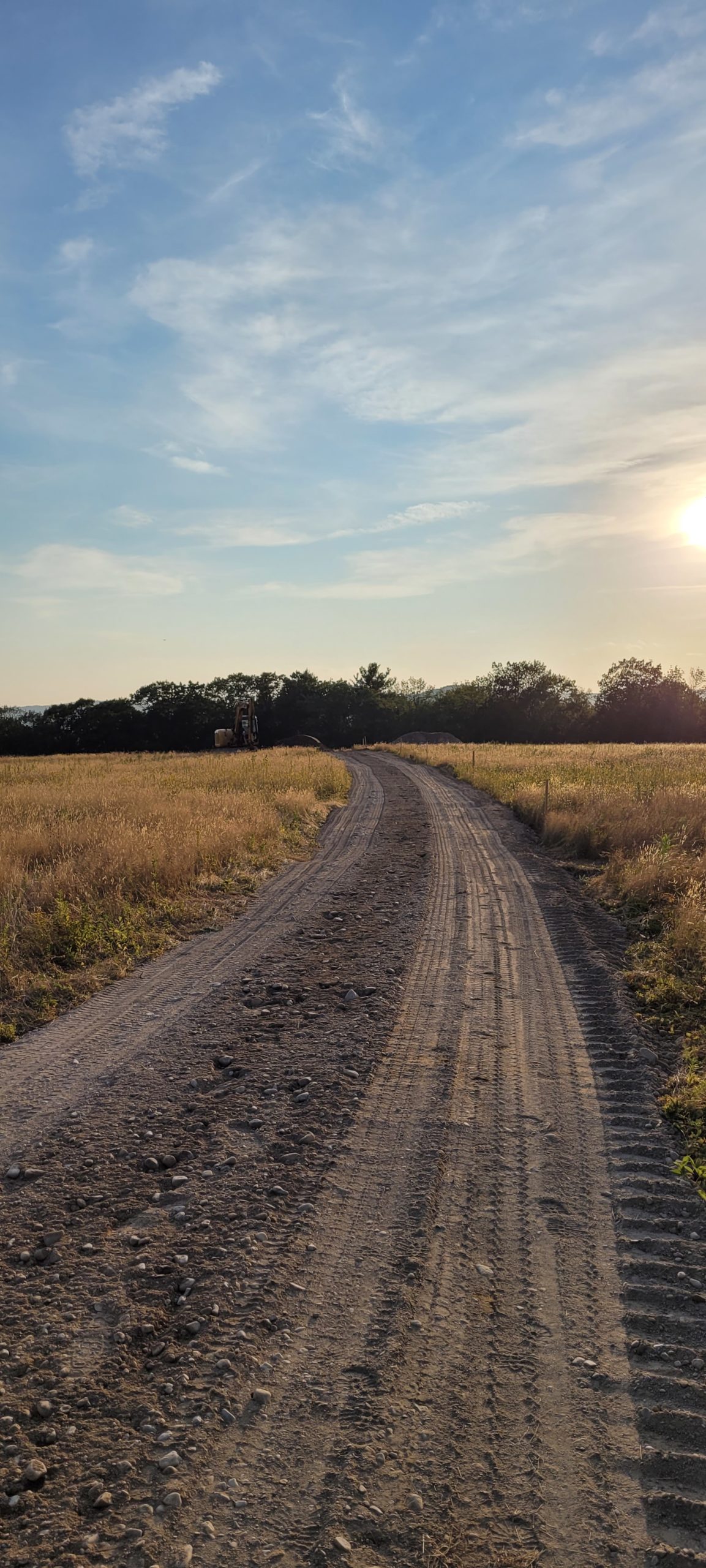 Middle of the gravel service road leading to the future backyard observatory.